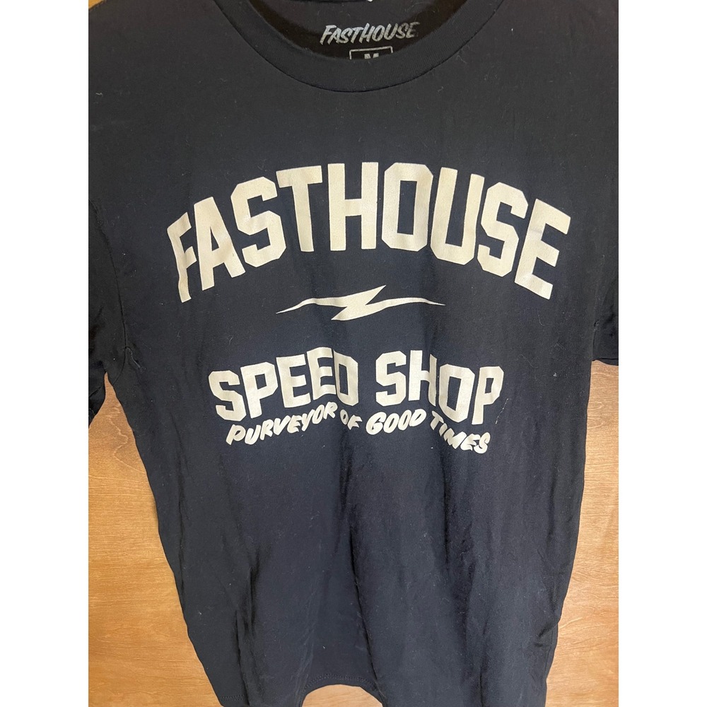 Fasthouse Speed Shop Mens Black Graphic T-Shirt Short Sleeve Crew Neck Size M